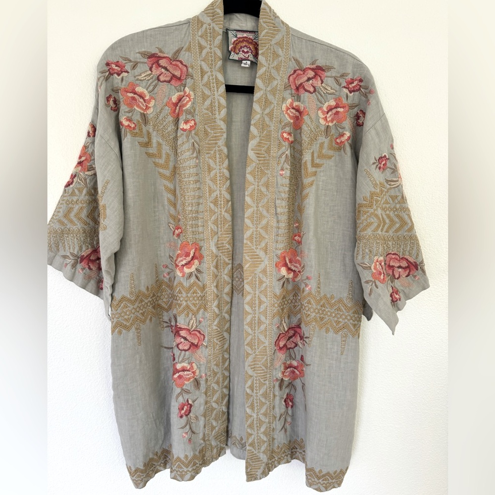 Johnny Was Embroidered Linen Kimono - Excellent Condition! Only worn once!